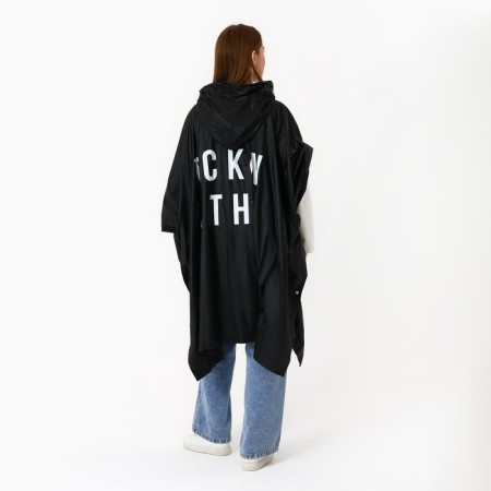 Rawlands adult poncho Fckng Wthr, buttons, oversize, black color-4