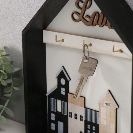 Hooks decorative wood "houses in the house" 5x20x28 cm-1
