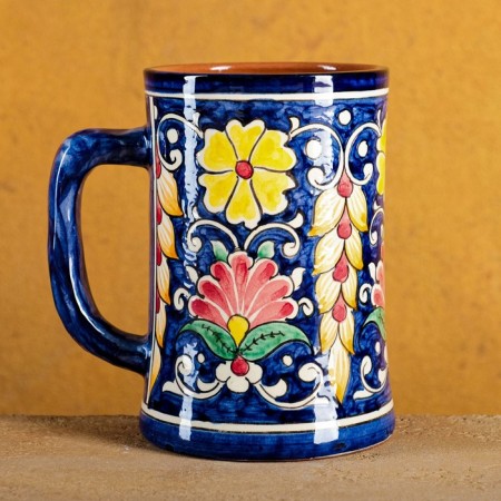 Mug Rishtan ceramics "Flowers", 500 ml, blue-2