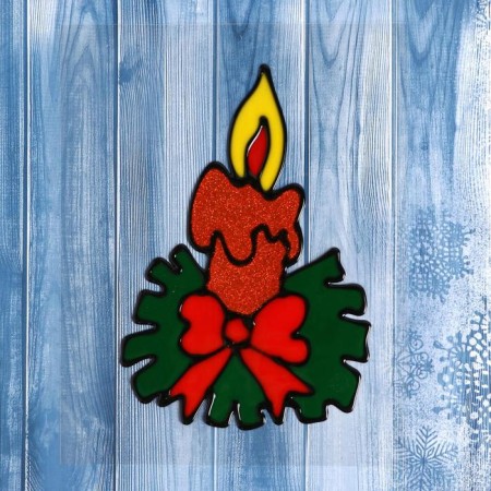 Stick on the glass "New Year's candle" 10x15 cm