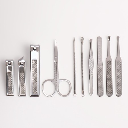 Manicure set, 10 items, in a case, brown-1