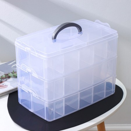 Organizer for storage is plastic, 3 tiers, 30 cells, 32 × 18 × 24 cm, blue color-7