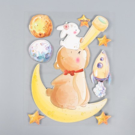 EVA sticker "Bear with a bunny on the moon" 41x31.5 cm