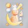 EVA sticker "Bear with a bunny on the moon" 41x31.5 cm