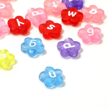 Acrylic bead "English letters" mix, flower, 12 × 4 mm, set 10 g, color mix-1