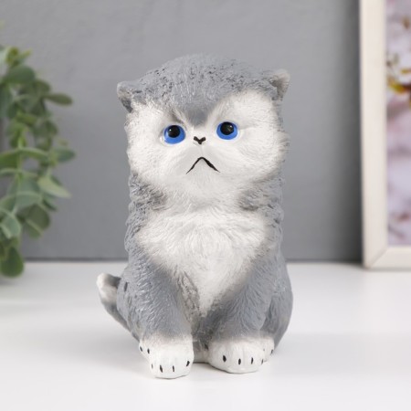 Piggy bank "Vaska kitten" gray, height 15.5 cm, width 10 cm, length 13.5 cm-1