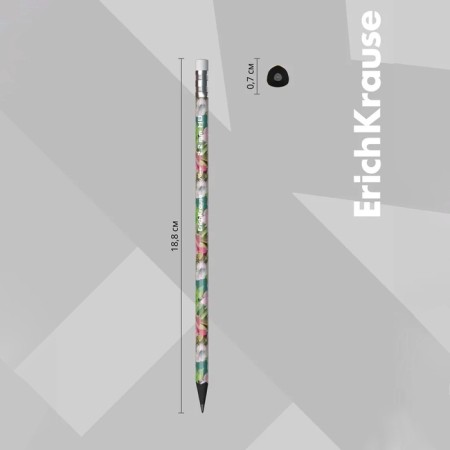 Chernographic pencil with Erichkrause "Flower", HB, Grifel D = 2.2 mm, plastic, three -sided in a tube, mix-3