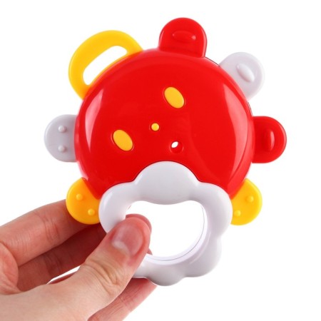 A rattle "Sun with a mirror", with elastic elements, color mix, crumb I-4