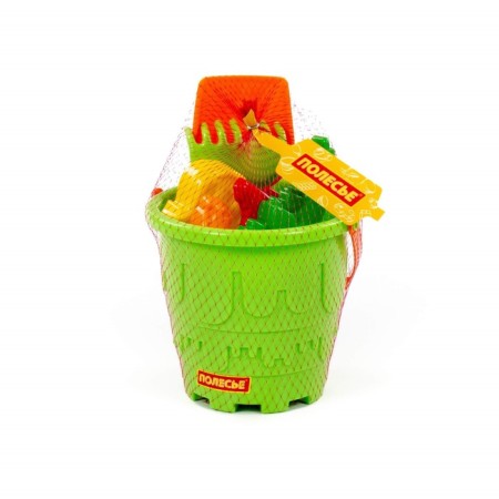 Set for playing in sand No. 527: large bucket, shovel No. 5, robberies No. 5, molds-2