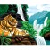 Diamond mosaic with partial filling on the canvas "Tiger at the waterfall", 40 x 50 cm