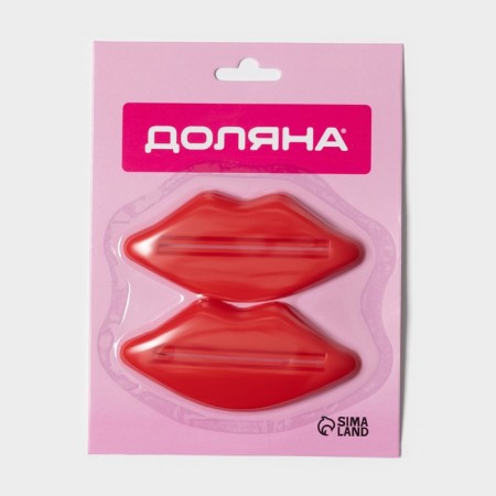 Set of exacerbaters for toothpaste "Lips", 2 pcs, 9.3 × 4.2 cm, red color red-4