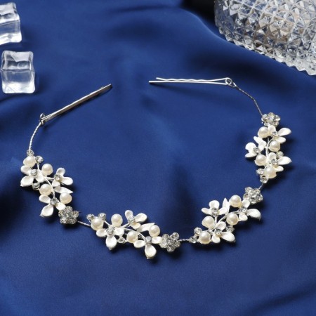 Hair accessory "Gelaya" (with invisible) Assorted flowers, 23.5 cm, silver-white