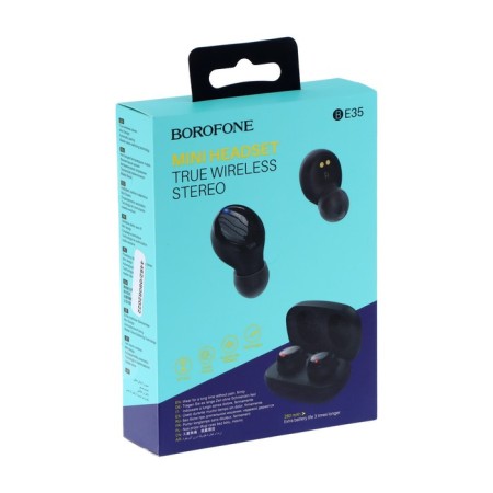 Wireless headphones Borofone BE35, vacuum, TWS, microphone, BT 5.0, 45/280 mAh, black-6