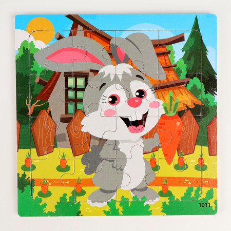 Children's wooden puzzle "Hare", 15 x 15 x 0.6 cm-1