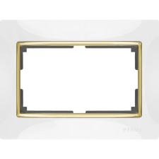 Рамка для двойной розетки  WL03-Frame-01-DBL-white-GD, цвет золото, белый