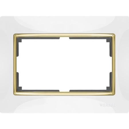 Frame for a double outlet WL03-FRAME-01-DBL-WHITE-GD, color gold, white