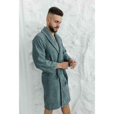 Terry dressing gown, size 50, green color-2
