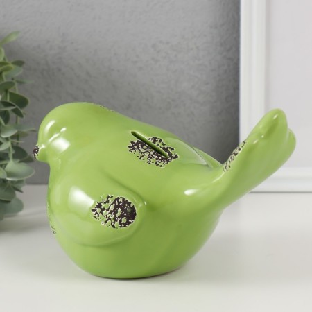 Pig a piggy bank Ceramics "Green Sparrows" 18.8 11.9x13 cm-3