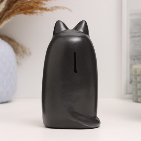 Piggy bank "Cat Murzik" black, 15 cm-2
