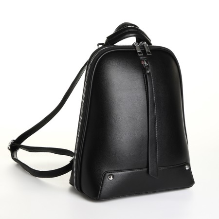 City backpack of artificial leather with lightning, black color