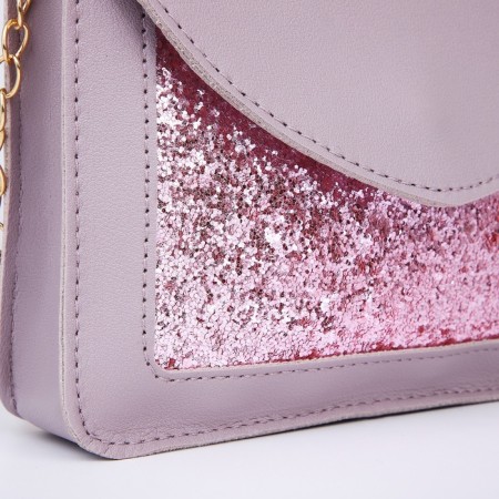 Bag on a strap with a chain, 19x5x15cm, lilac color-4