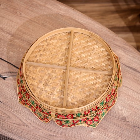Vase wicker, from bamboo 40x40x10 cm-4