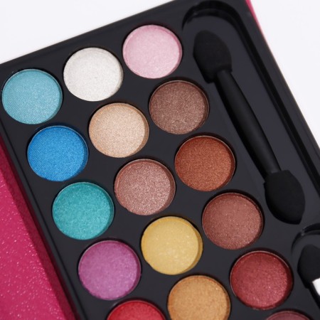 A set of decorative cosmetics: eye shadows, eyebrow shadows, lip gloss, blush, mirror-4
