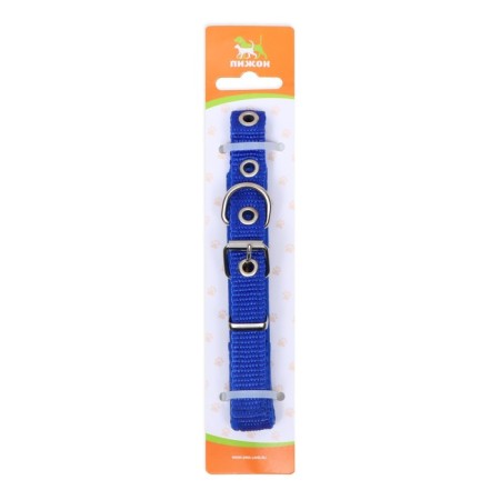 Collar "Comfort" Combined (polyester, artificial leather), 39 x 1.5 cm, Osh 26-33 cm, blue 6-7