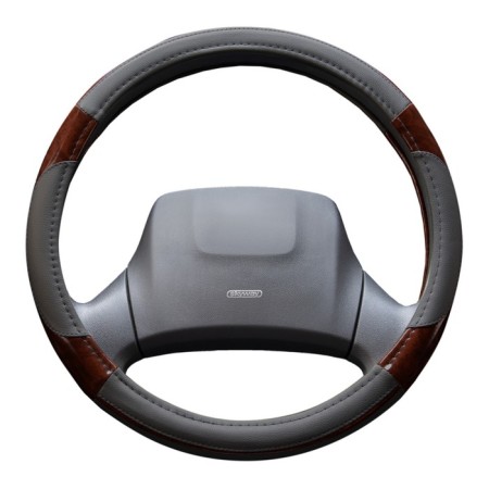 SkyWay braid, leather, size L, gray, with wood inserts, s01102330-9
