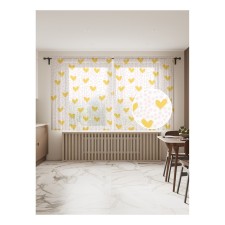 Фототюль «Желтые сердечки», размер 145х180 см, 2 шт
