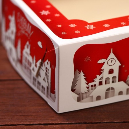 Folding box with a window for marshmallows "House of Santa Claus", 25 x 15 x 7 cm-4