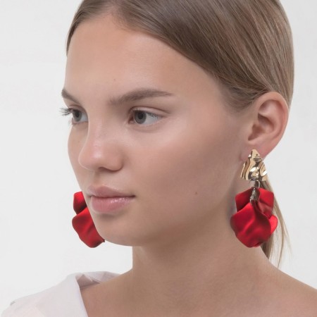 Earrings Assorted "Wind" crumpled triangles, the color of the red-gold-3