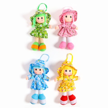 Soft toy "Doll", in a chintz dress, with tails, color mix-2