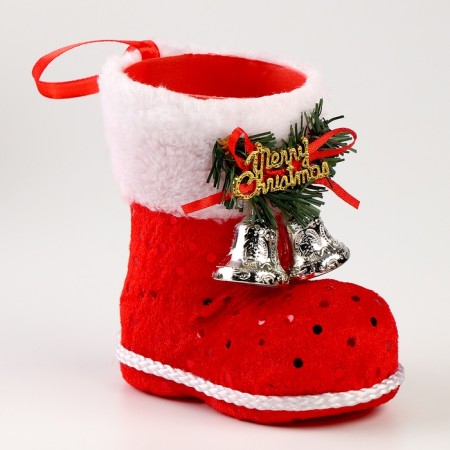 New Year! Gift packaging "Boot", with bells, red color
