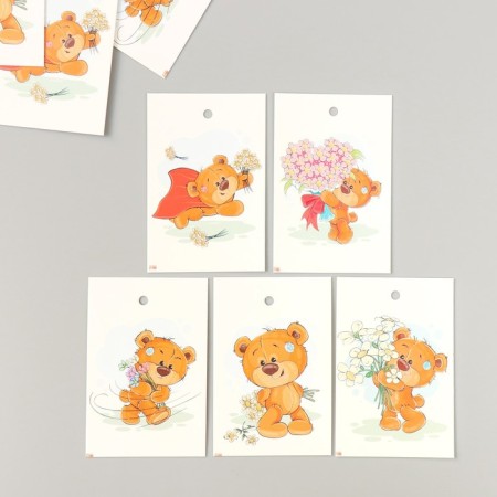 Cardboard "Flowers 02" set 10 pcs (5 types) 4x6 cm