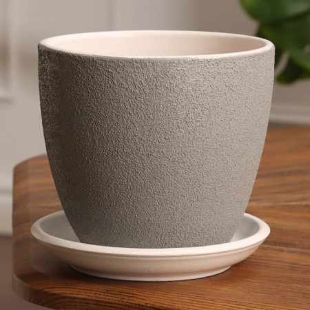 Flower Pot "Vicenza", gray relief 1.4 liters