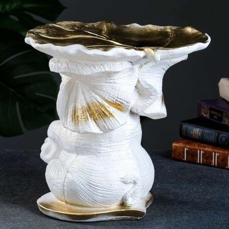 Figure - stand "Elephant with a leaf" "mother -of -pearl/gold, 30x30x30cm-3