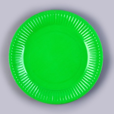 Plate disposable paper plain, green color 18 cm, set 10 pieces-1