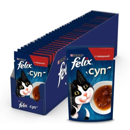 Wet feed Felix soup with beef, for cats, 48 ​​g-8
