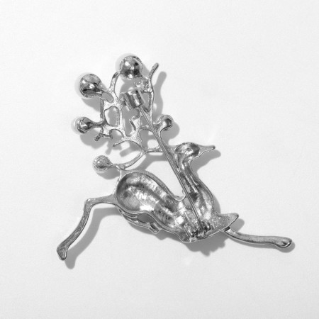 Brooch "Deer" grace, black and white color in silver-1