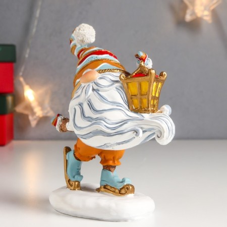 Polystone souvenir "Grandfather Frost on mini-bumps with a flashlight" 13.5x5x11.5 cm-1