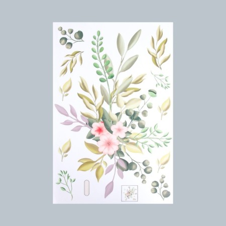 Sticker Plastic Interior color "composition Greens with pink colors" 30x45 cm-1