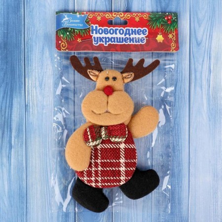 Soft suspension "Deer in the cell" 6x14 cm, red-brown-1