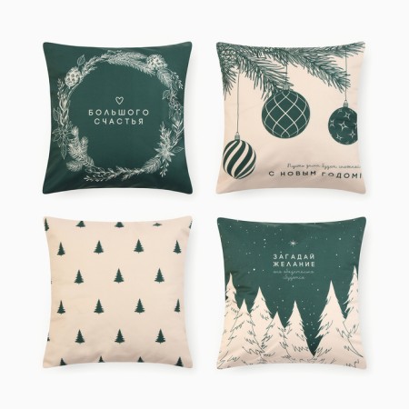A set of decorative pillowcases Ethel "Put the desire" 40*40 cm - 4 pcs, 100% p/e, velor