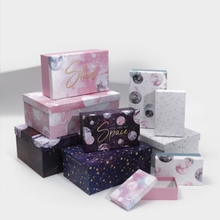 Set of boxes 10 in 1, gift packaging, “Cosmos”, 12 x 7 x 4 - 32.5 x 20 x 12.5 cm