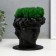 Concrete Kashpo "David" with moss black 11.5x15.5x12 cm (moss green stabilized)
