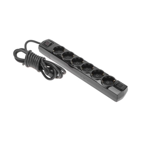 Extension cord Premium 6 nests, 3m, 3x1.5mm², s/h, with a switch, black rexant