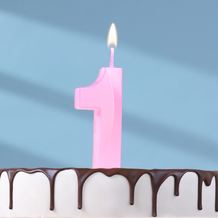 Candle in the cake on the ships "Fine", the number "1", 5 cm, pink