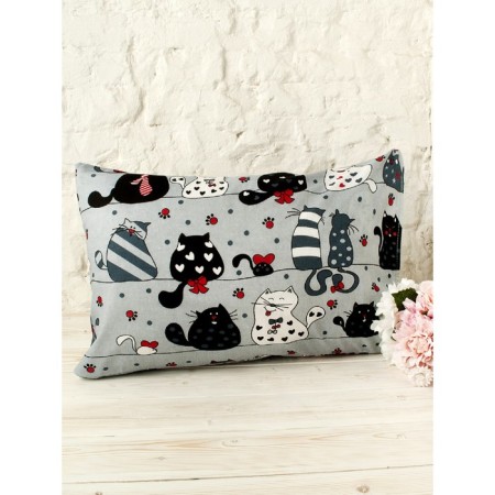 Pillowcase, size 40 × 60 cm, calico, pitch print gray