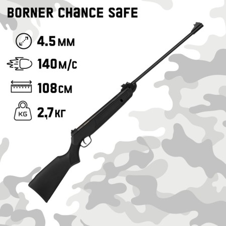 Pneumatic rifle "Borner Chance Safe" cal. 4.5 mm, 3 j, bed - plastic, up to 140 m/s